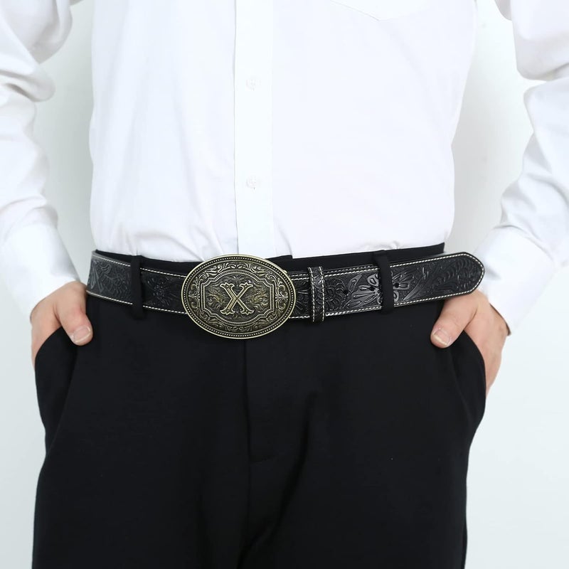 Fibbadet Store Belt Buckles Men Initial Letters A-Z Western Rodeo Cowboy Cowgirl Belt Buckle for Men Boys Halloween Birthday Party - Image 4